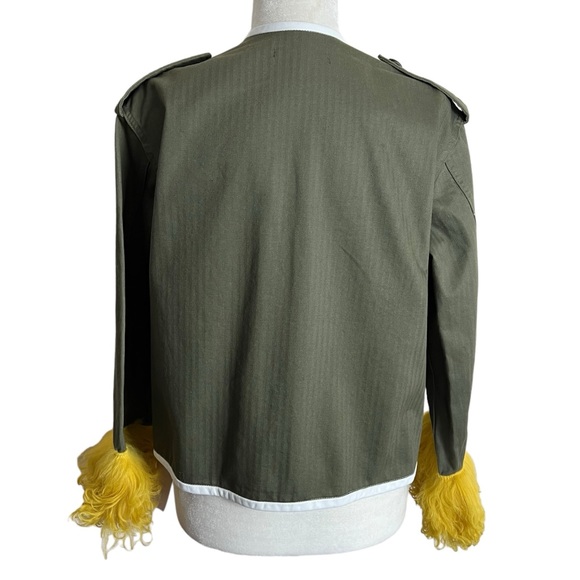 Harvey Faircloth Military Jacket with Leather Trim & Lamb Shearling Cuffs Small - Picture 7 of 17